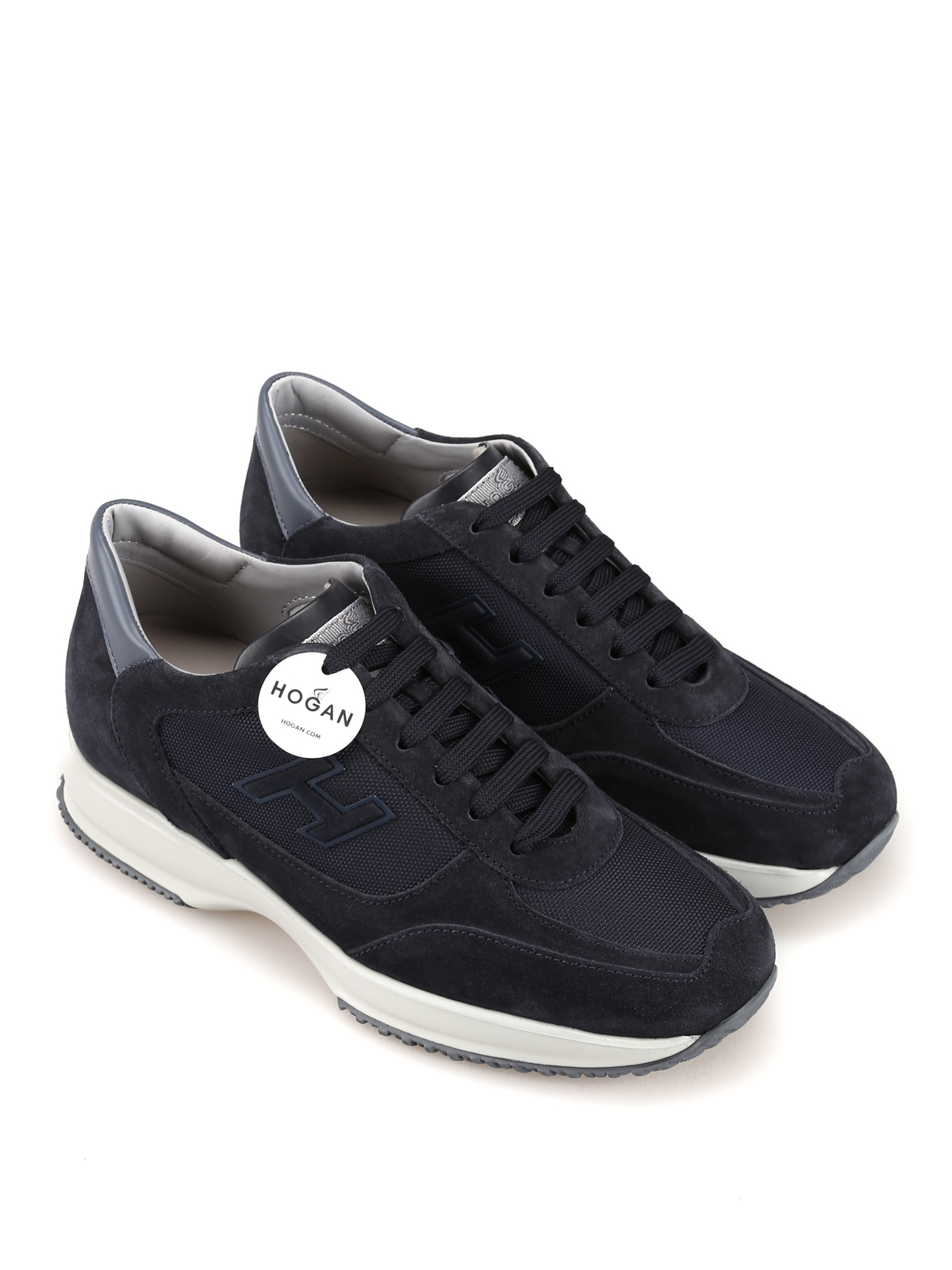 Trainers Hogan - Interactive blue suede and fabric sneakers ...