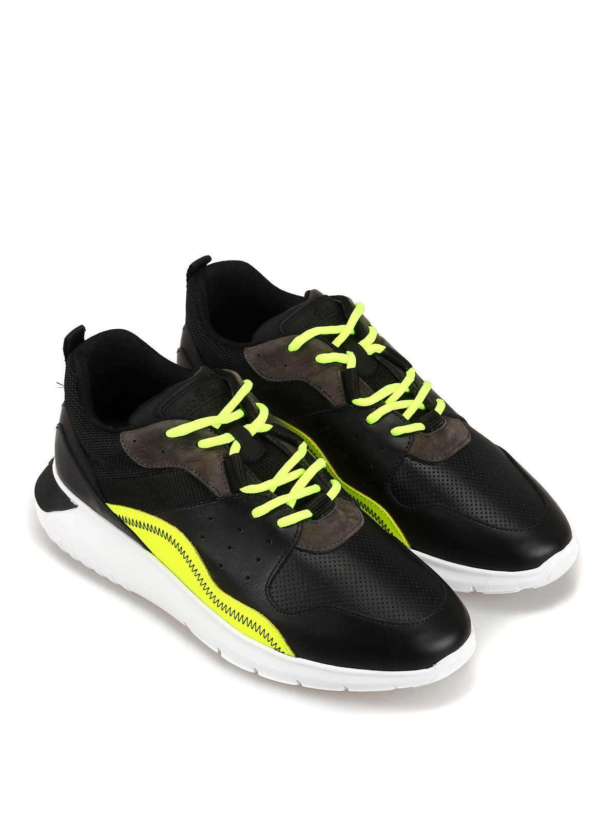 Sneakers Hogan - Interactive³ nere con dettagli giallo fluo -  HXM3710AQ16KGE746F