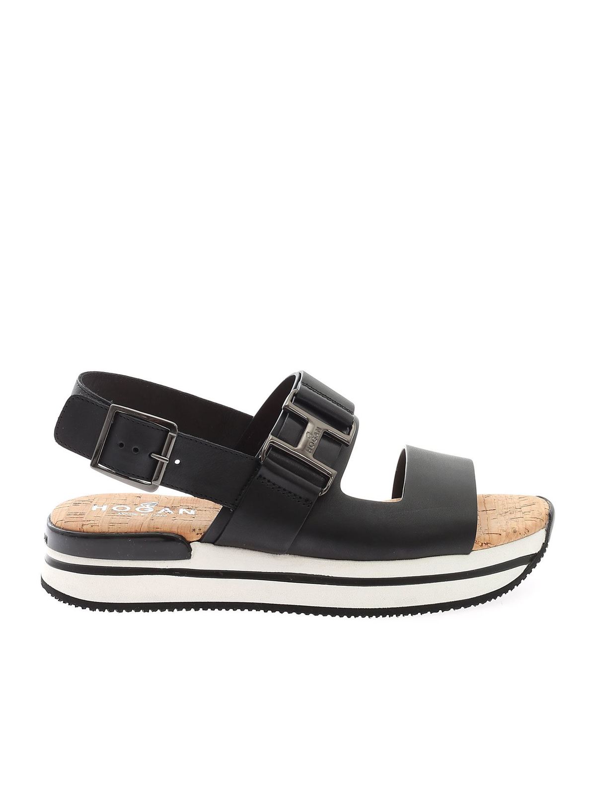 Hogan Women's Leather Heel Sandals H257 In Black
