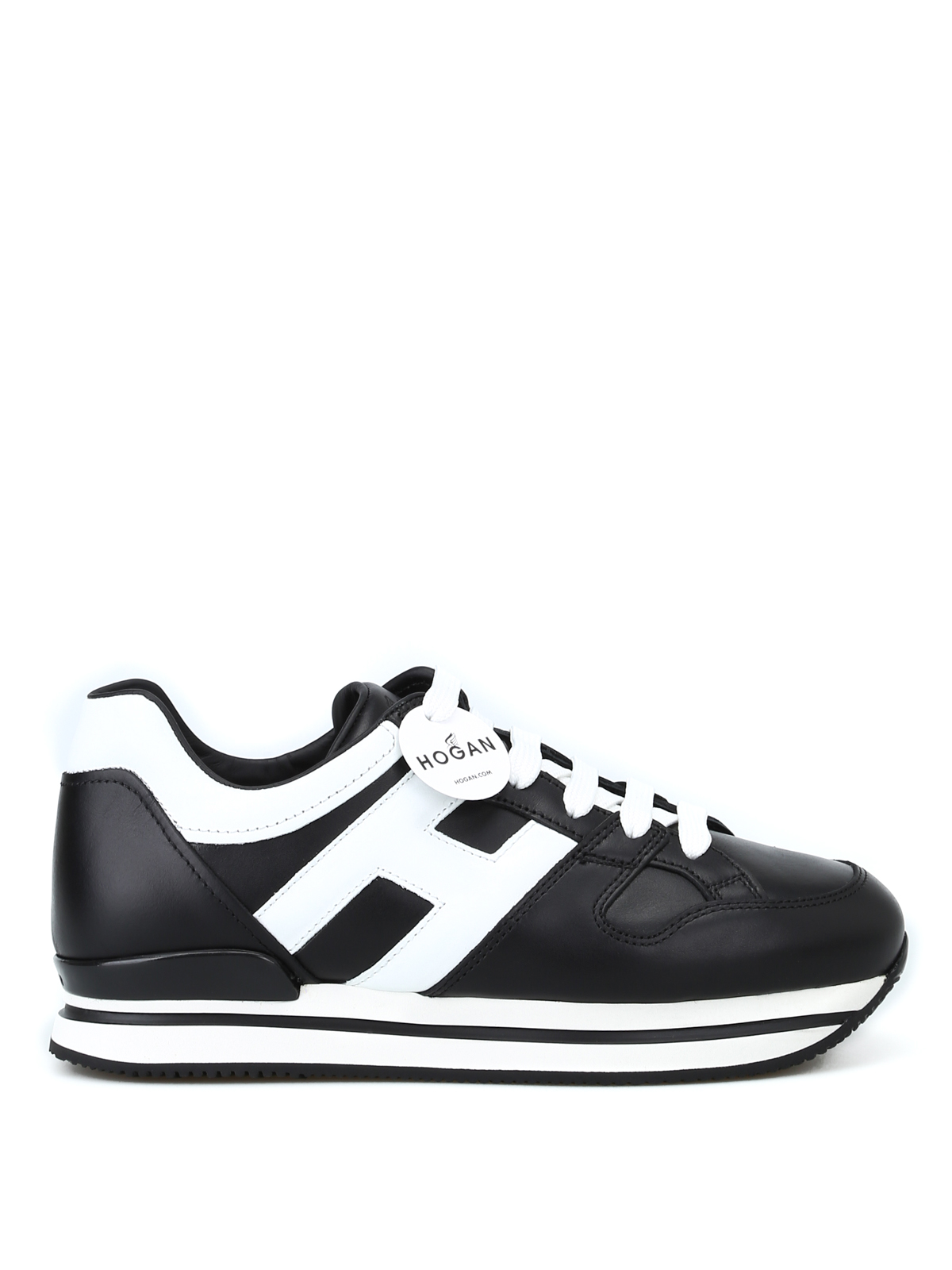 Hogan - Sneaker H222 nere e bianche in pelle - sneakers - HXW2220T548HQK0002