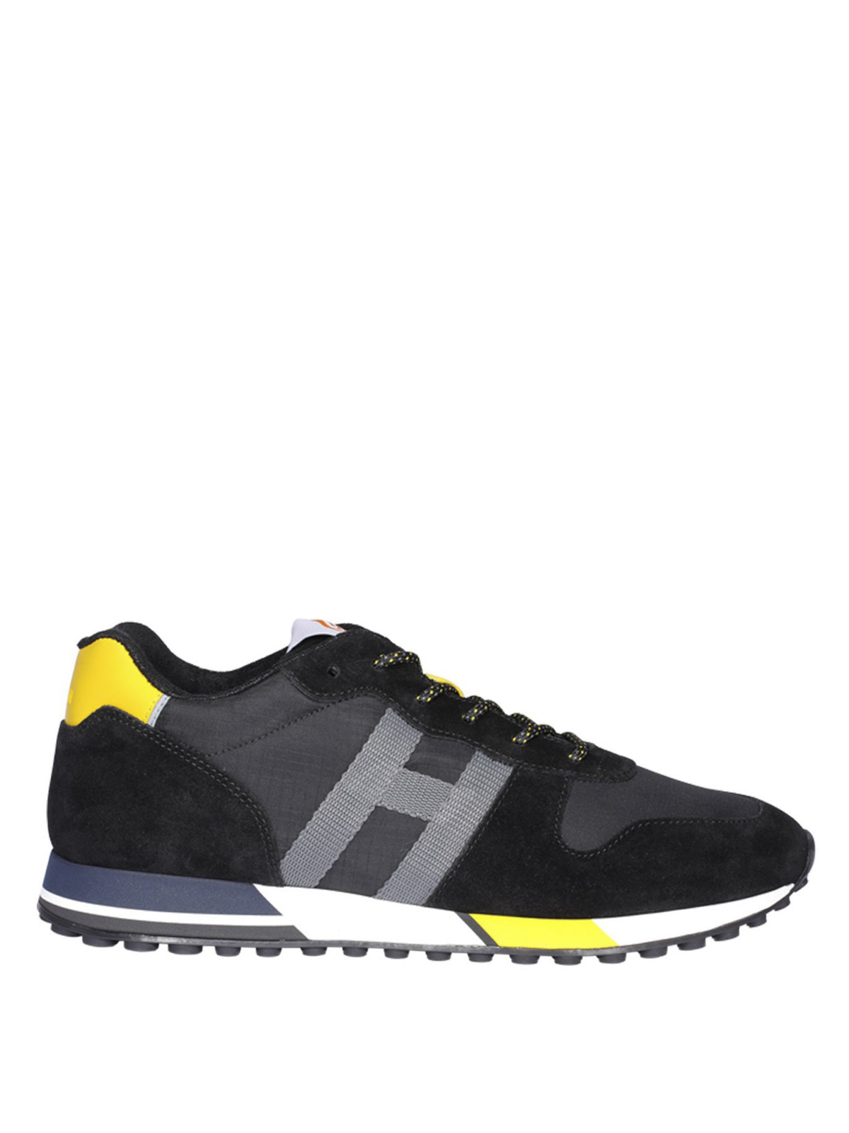 Hogan - H383 black fabric and suede sneakers - trainers ...