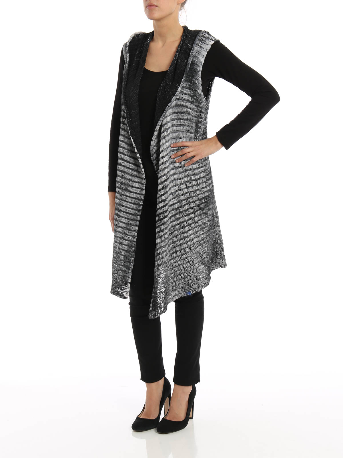 Hooded sleeveless cotton cardigan 