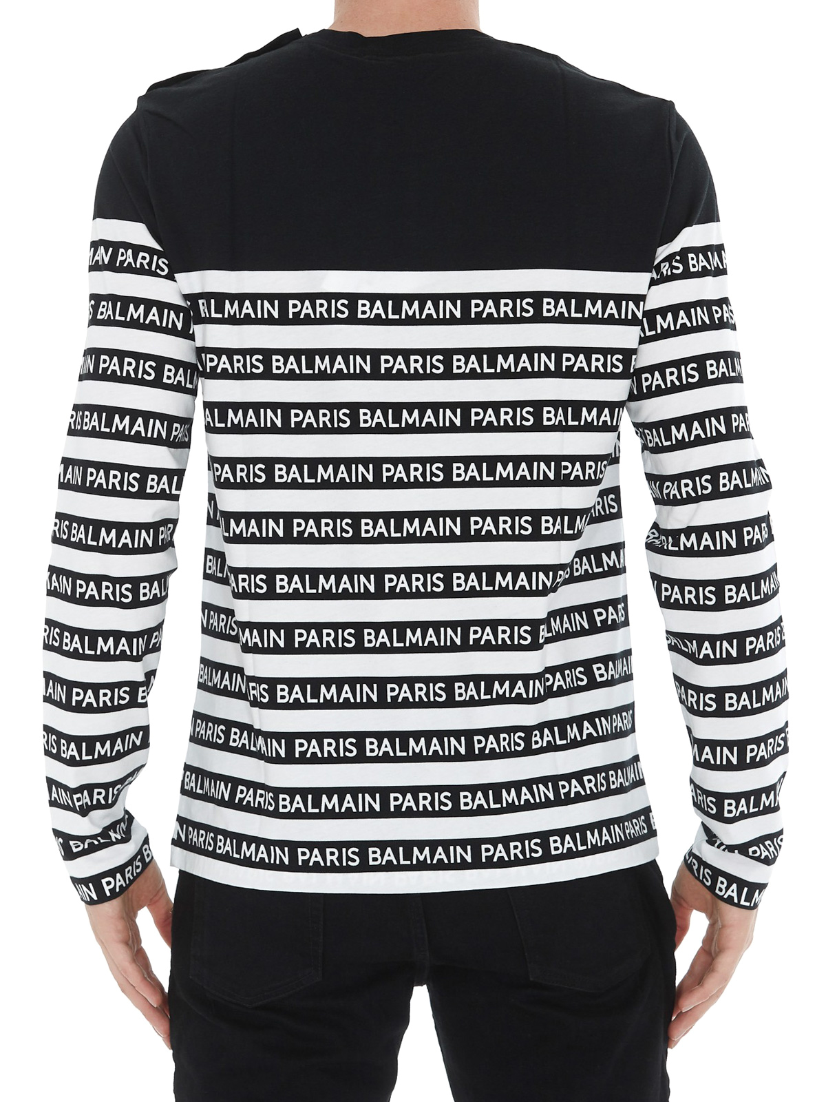 T-shirts Balmain - Horizontal striped logo T-shirt - SH11250I101EAB