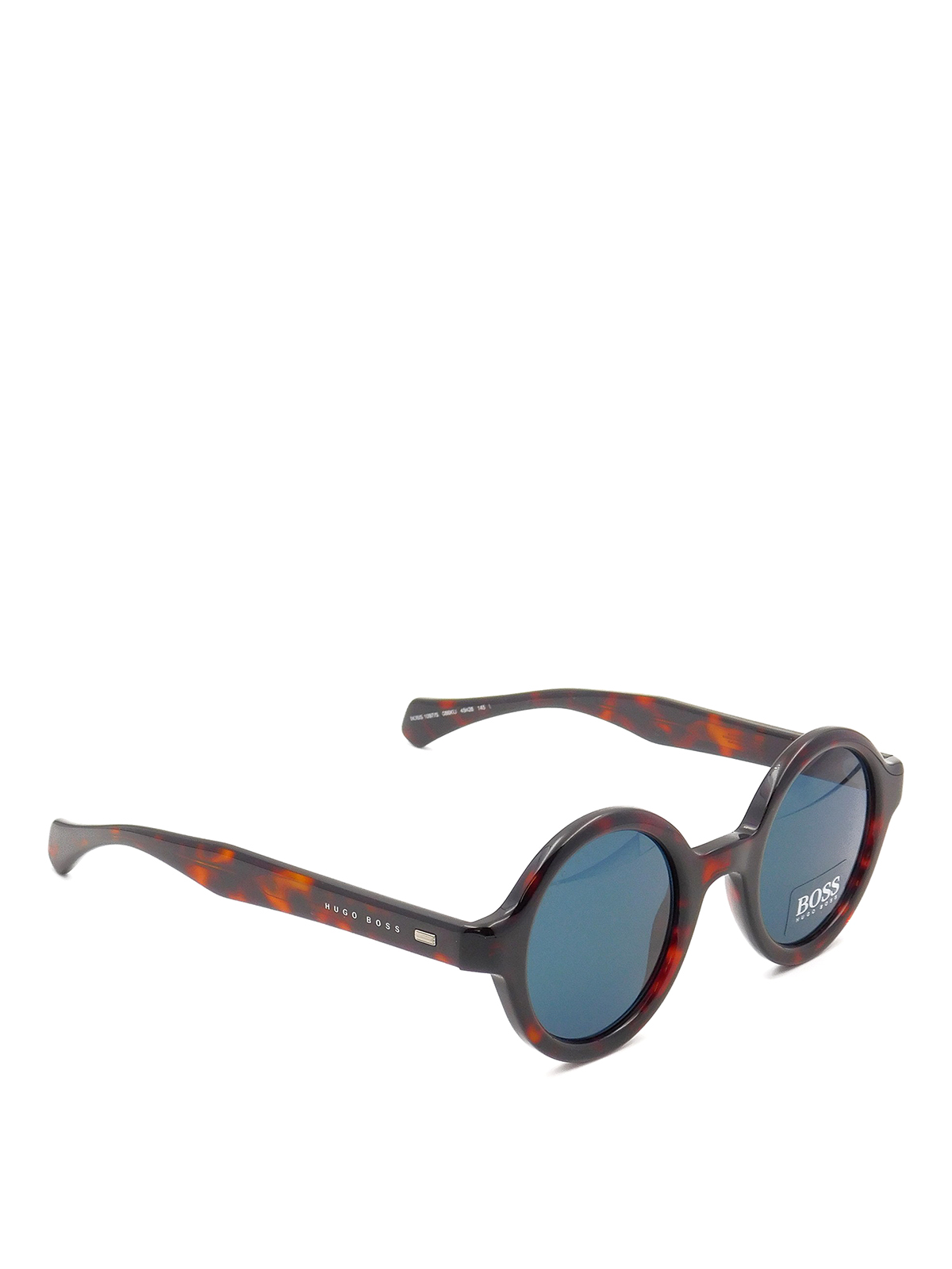 Hugo Boss - Dark havana round sunglasses with logo - sunglasses ...