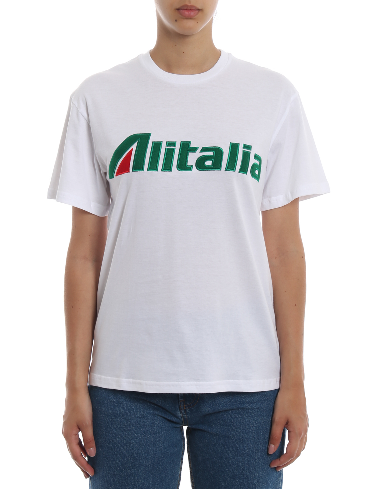 varsel Fordøjelsesorgan patrulje T-shirts Alberta Ferretti - Alitalia logo embroidery T-shirt - J070116721672
