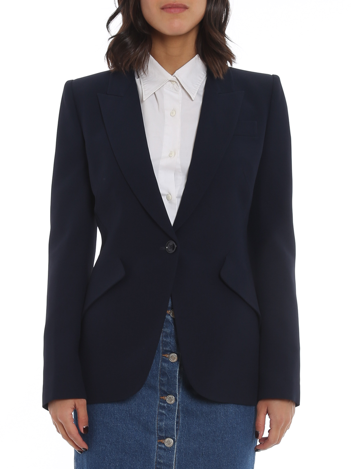 Blazers Alexander Mcqueen - Blue viscose crêpe blazer - 585442QEAAA4100