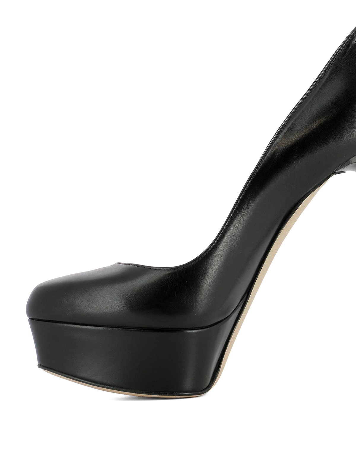Curved stiletto heel leather pumps 