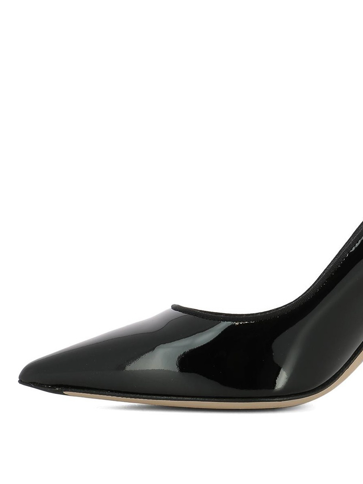 Horn Heel black patent pumps 