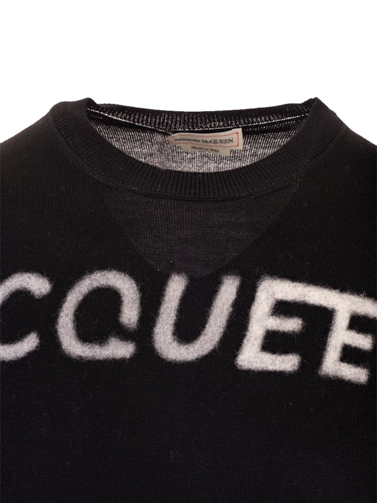 Crew necks Alexander Mcqueen - McQueen sweater in black - 626457Q1WZN1049