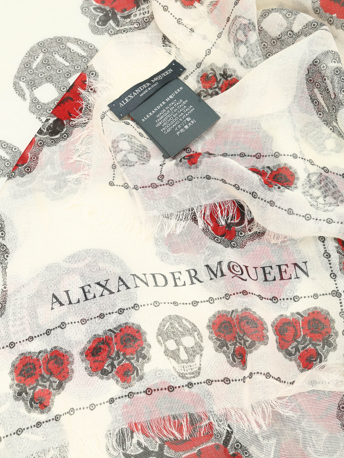 Scarves Alexander Mcqueen Skull and poppy print foulard 4601203881Q9274