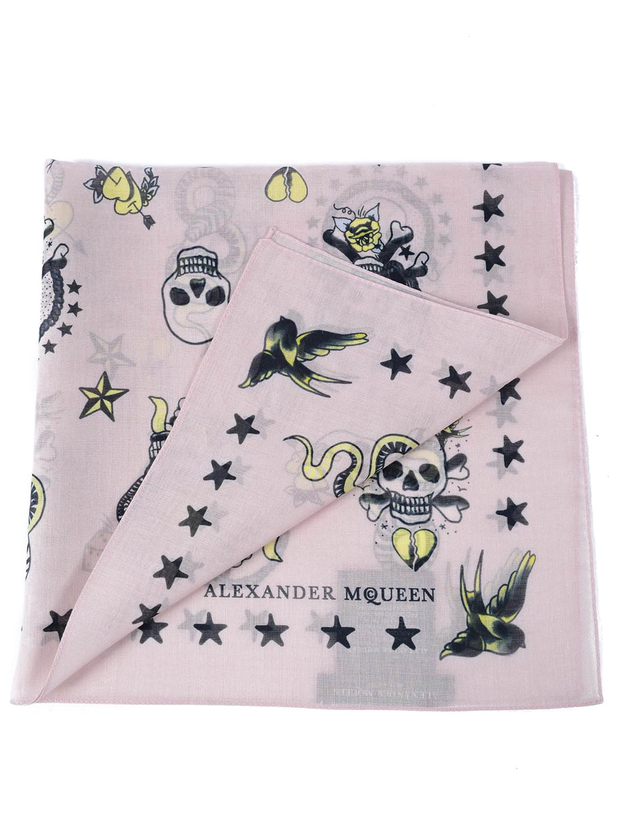 Scarves Alexander Mcqueen - Tattoo print cotton foulard - 4149373101Q6860
