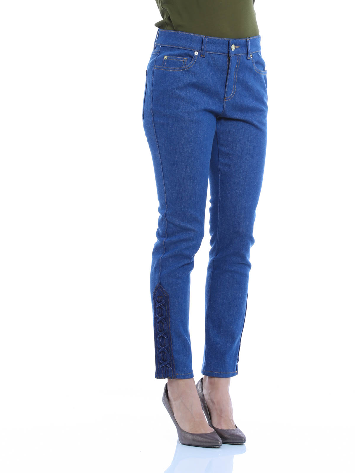 lace up detail jeans