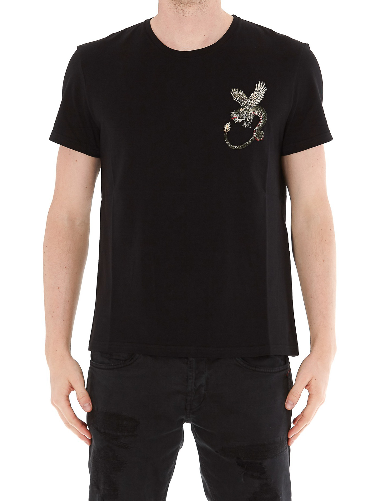 Alexander Mcqueen Dragon Logo Jersey T Shirt T Shirts 6095qox