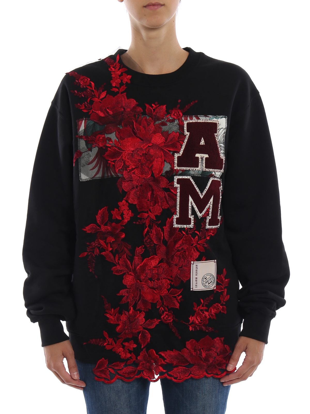 Sweatshirts & Sweaters Marras - Maxi floral embroidery cotton over sweatshirt -