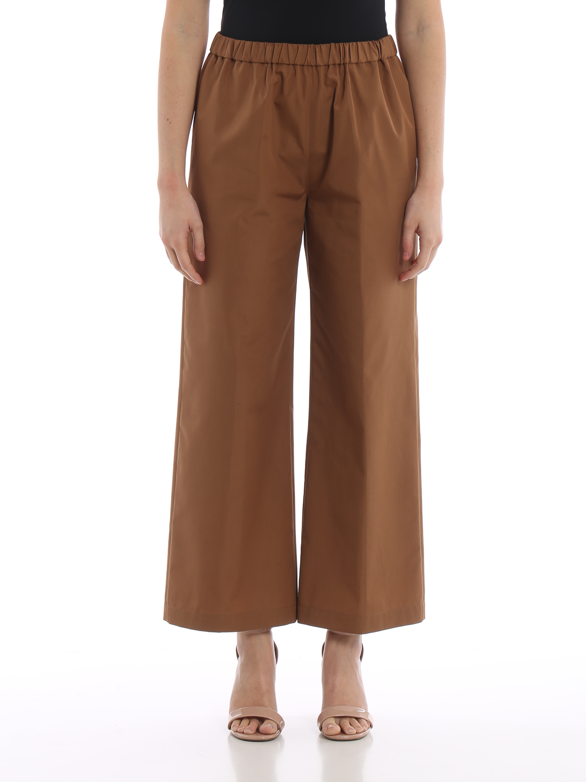 Tobacco cotton wide leg trousers 