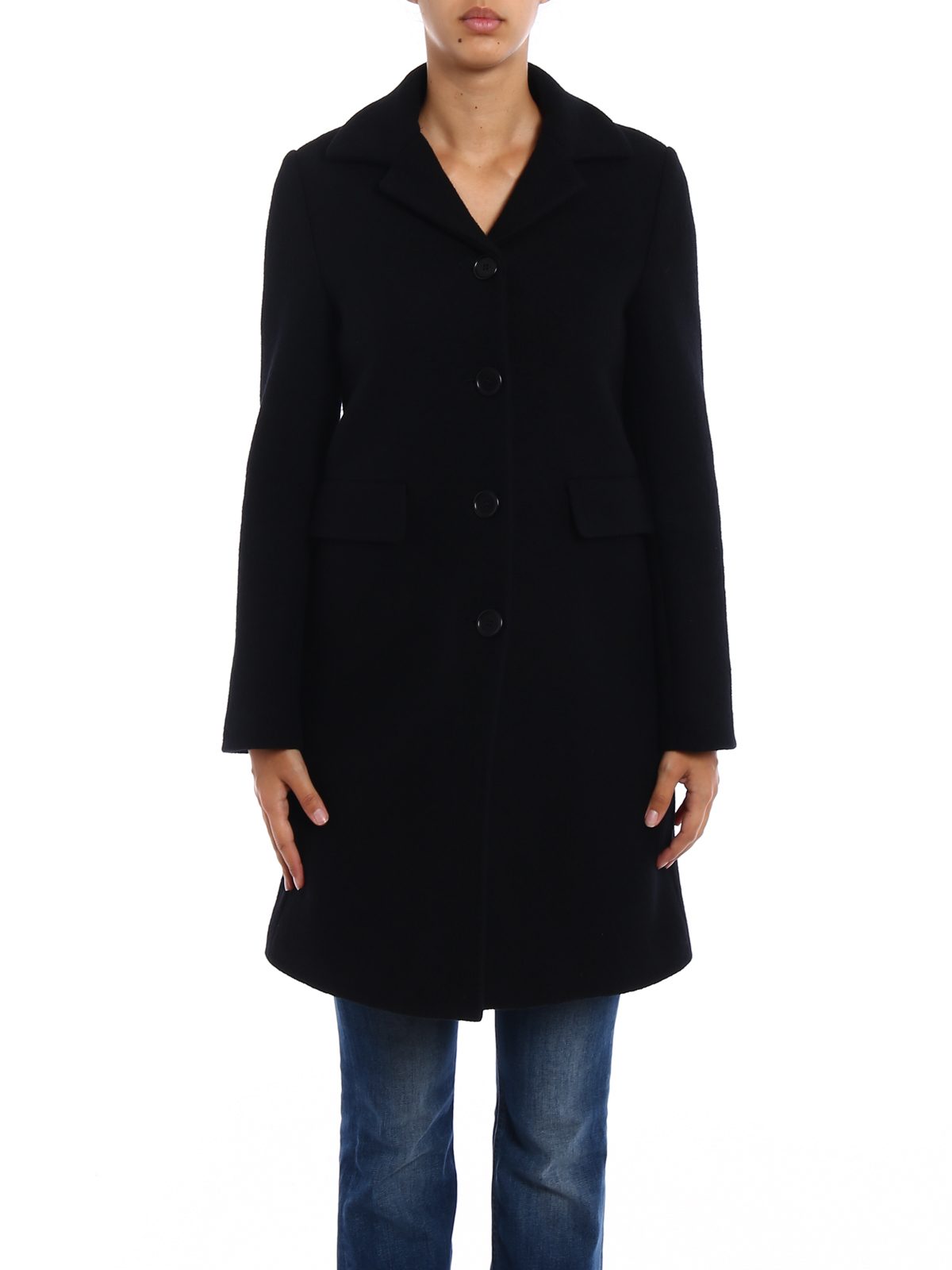 Knee length coats Aspesi - Single-breasted wool coat - 0711526851241