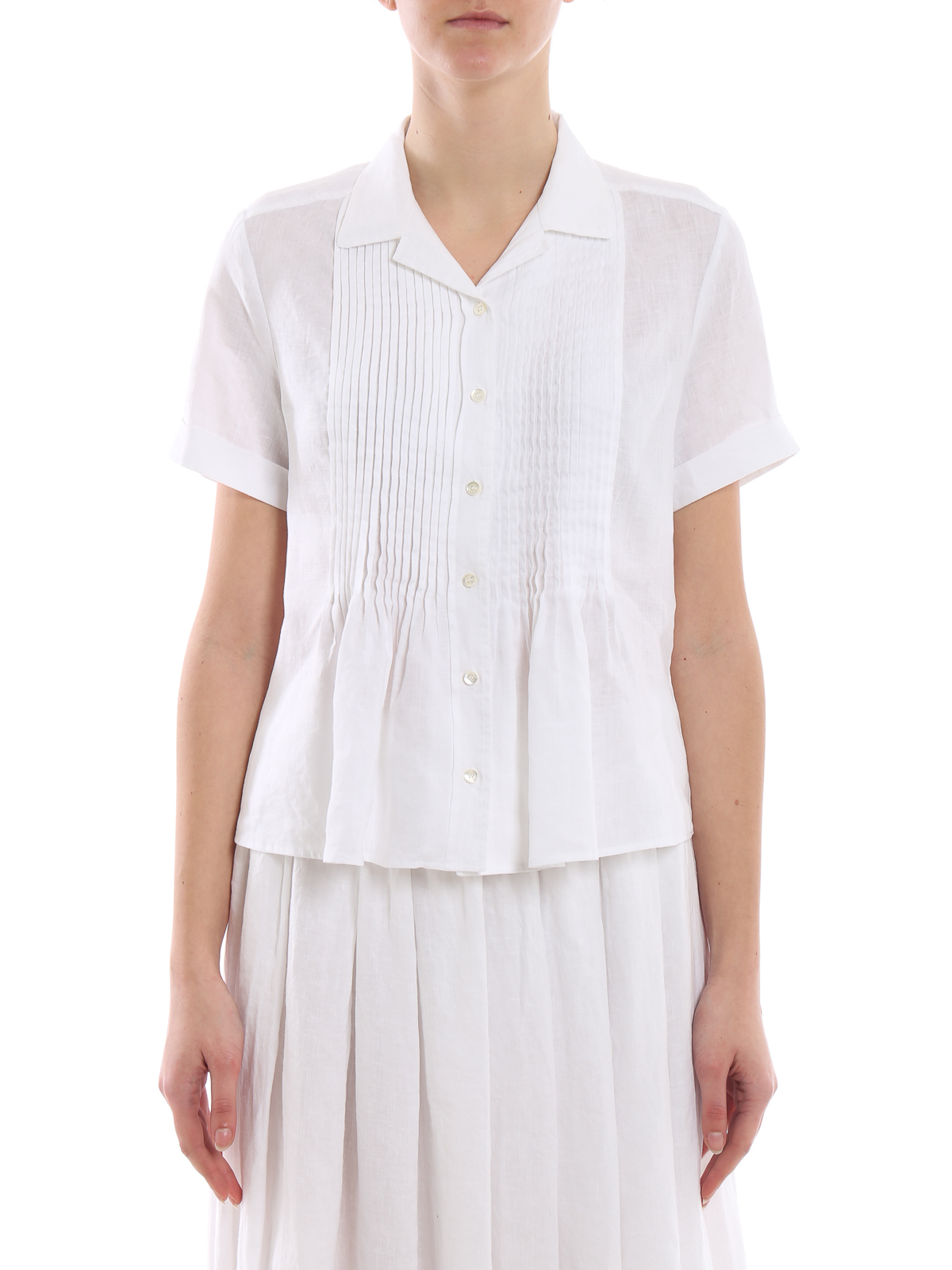Save 65% Aspesi Linen Relaxed Fit Shirt in White Womens Tops Aspesi Tops 
