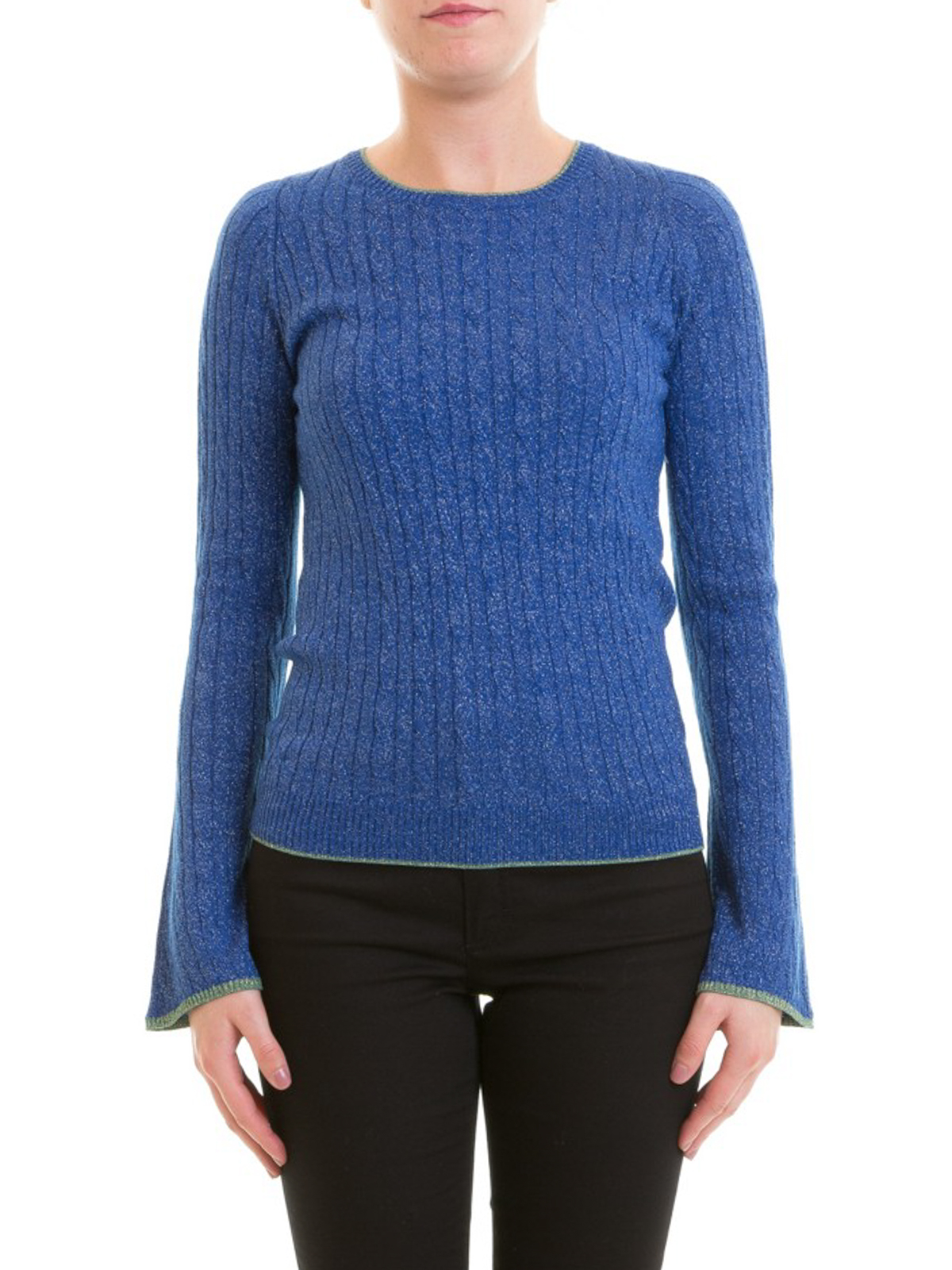 Crew necks Atos Lombardini - Wool lurex effect cable knit sweater ...