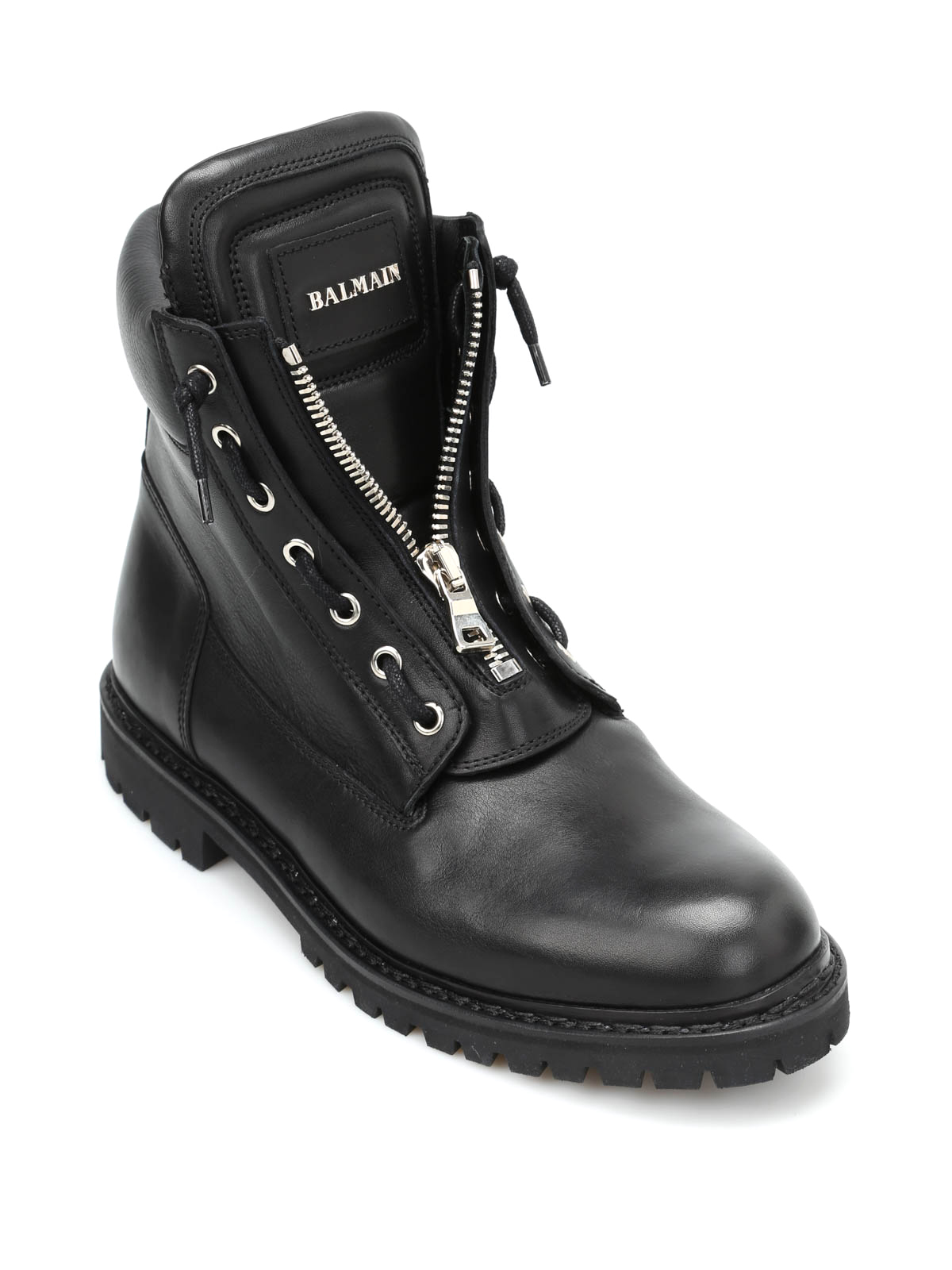 Ankle Balmain - Taiga leather zipped boots - W6HT988D523176