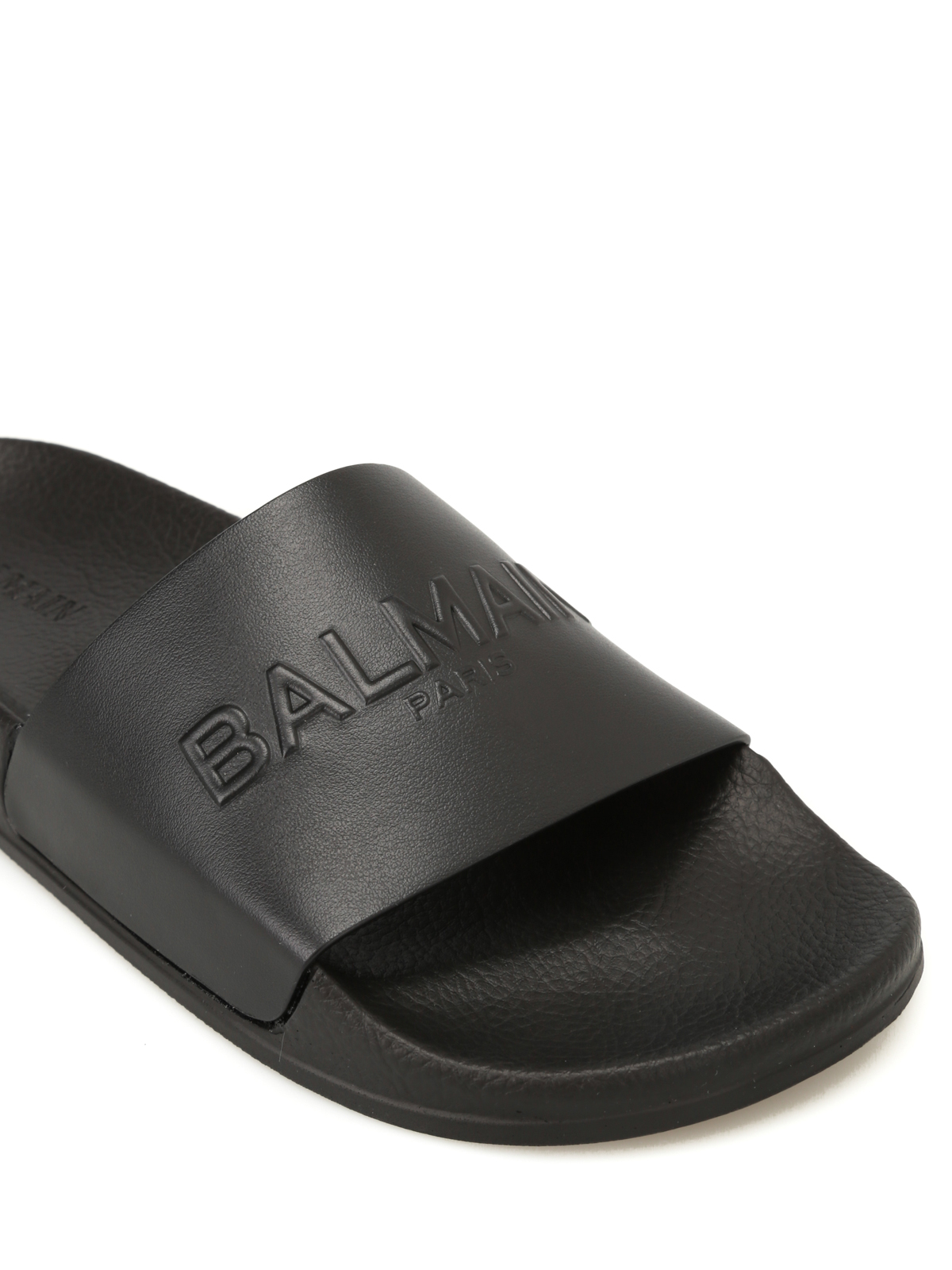 Balmain - Leather logo slip-ons 
