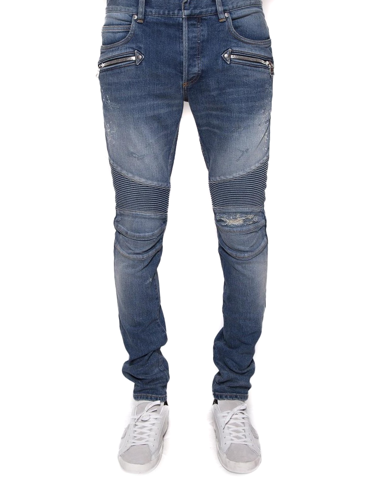 bleached biker jeans