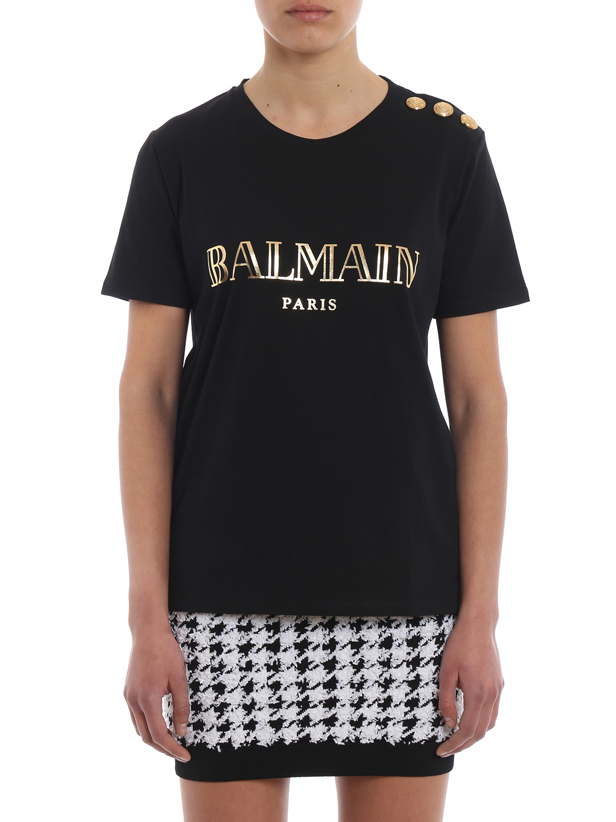 T-shirts Balmain - Balmain black cotton jersey T-shirt - SF11077I042EAD