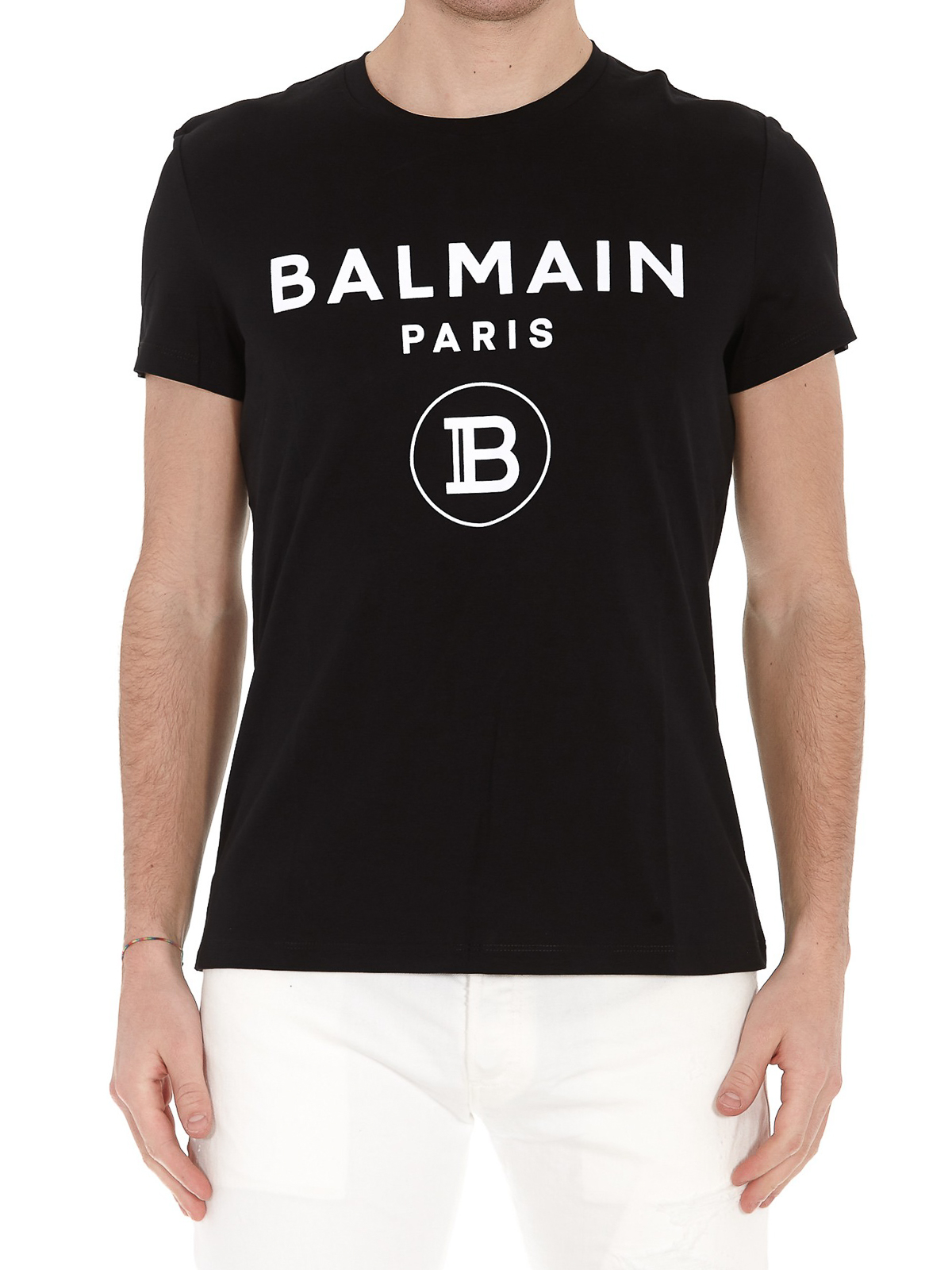 T-shirts Balmain - Balmain Paris logo black T-shirt - TH11601I2450PA