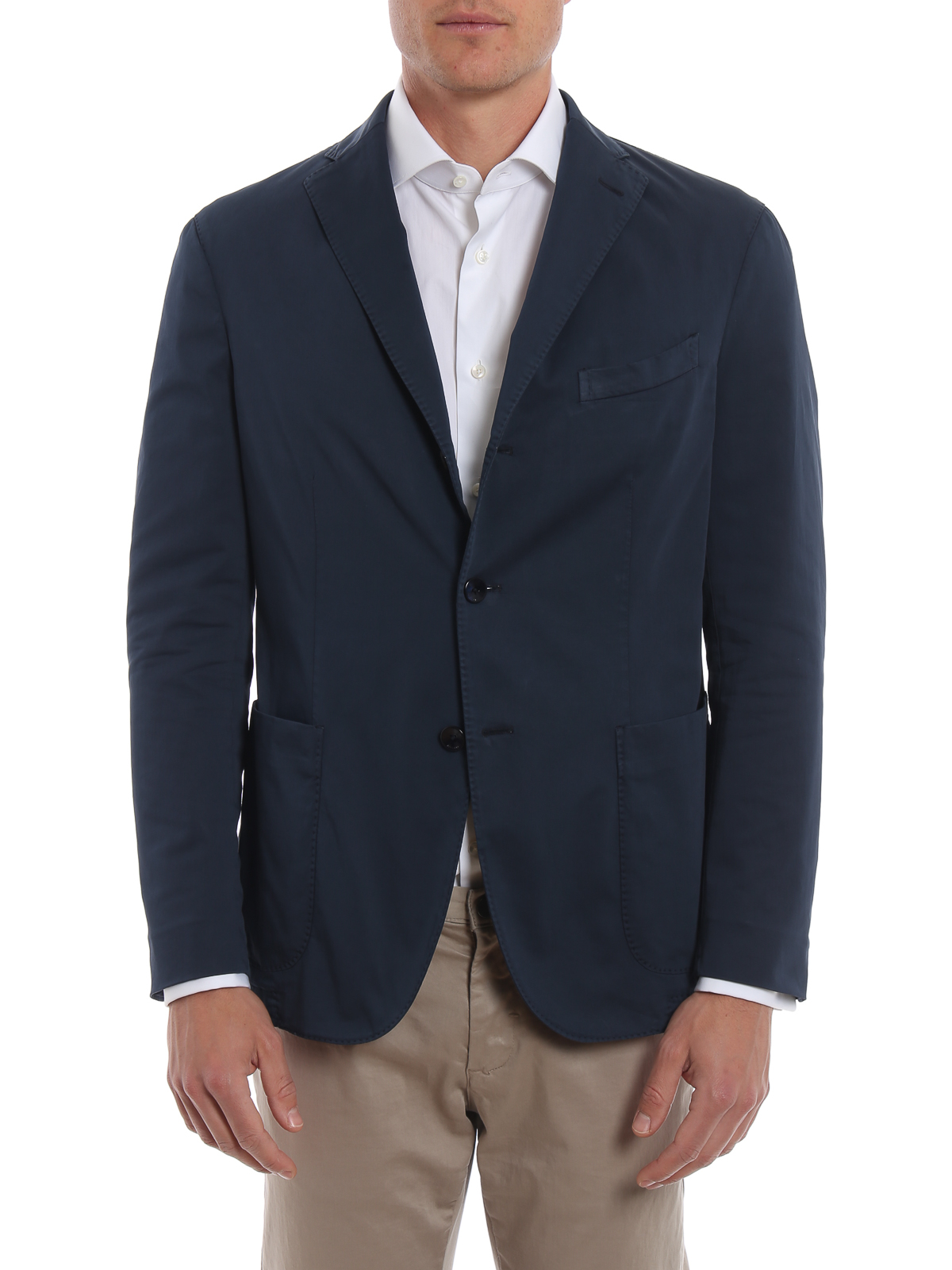 Boglioli - Dark blue stretch cotton blazer - blazers - N2902QBNC4000782
