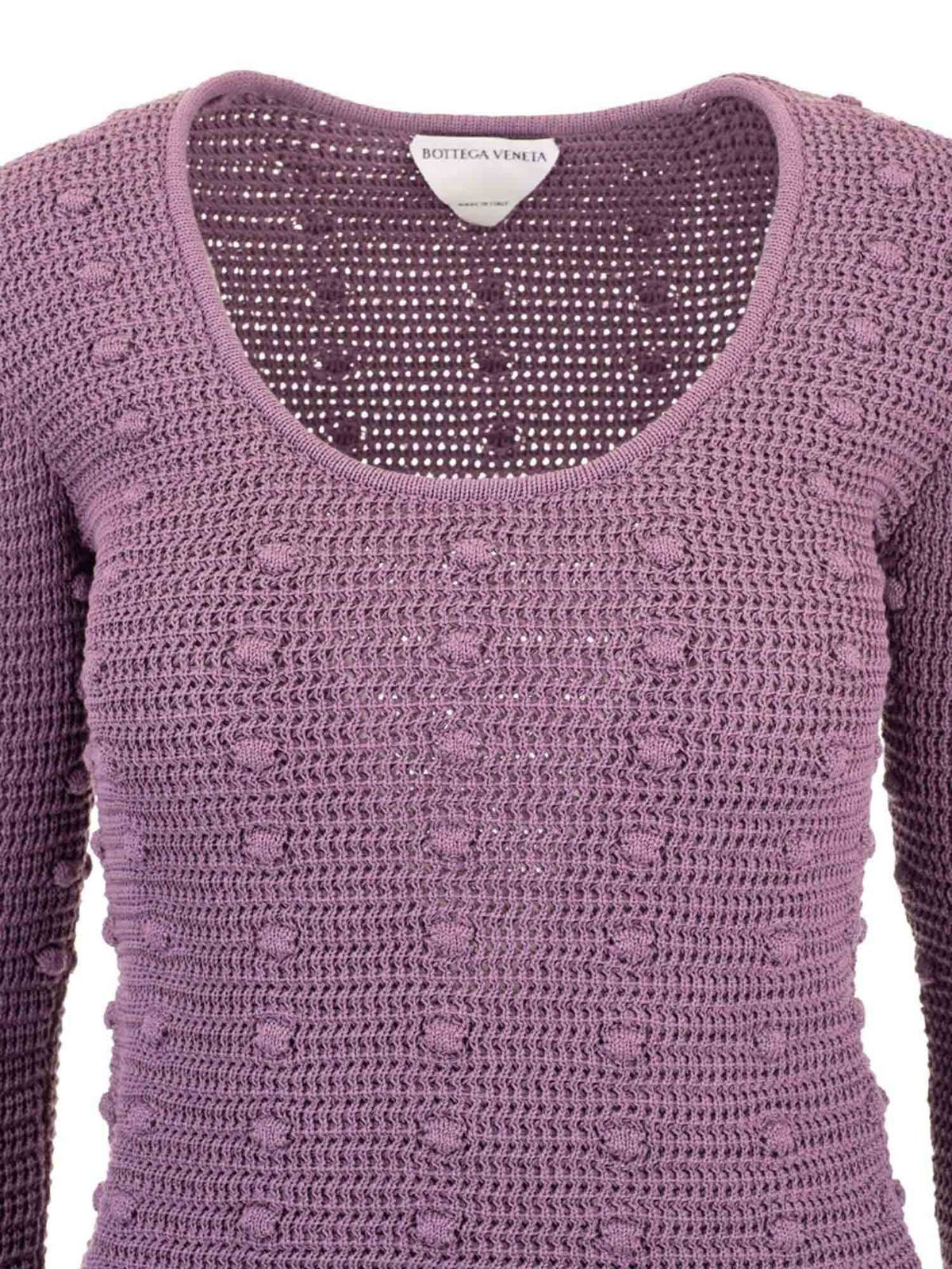 Crew necks Bottega Veneta - Crochet effect knitted cotton jumper ...