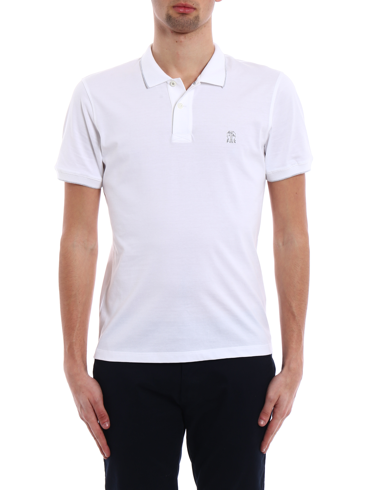 Polo shirts Brunello Cucinelli - Embroidered logo white polo shirt 