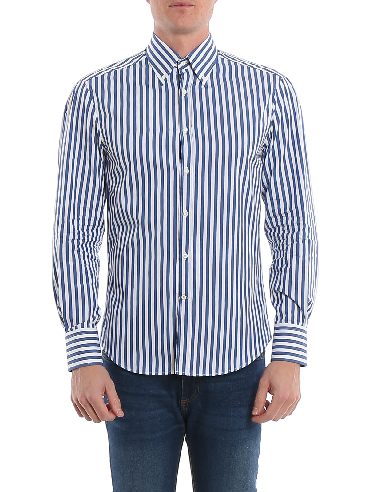 Shirts Brunello Cucinelli - Stripe patterned poplin shirt 