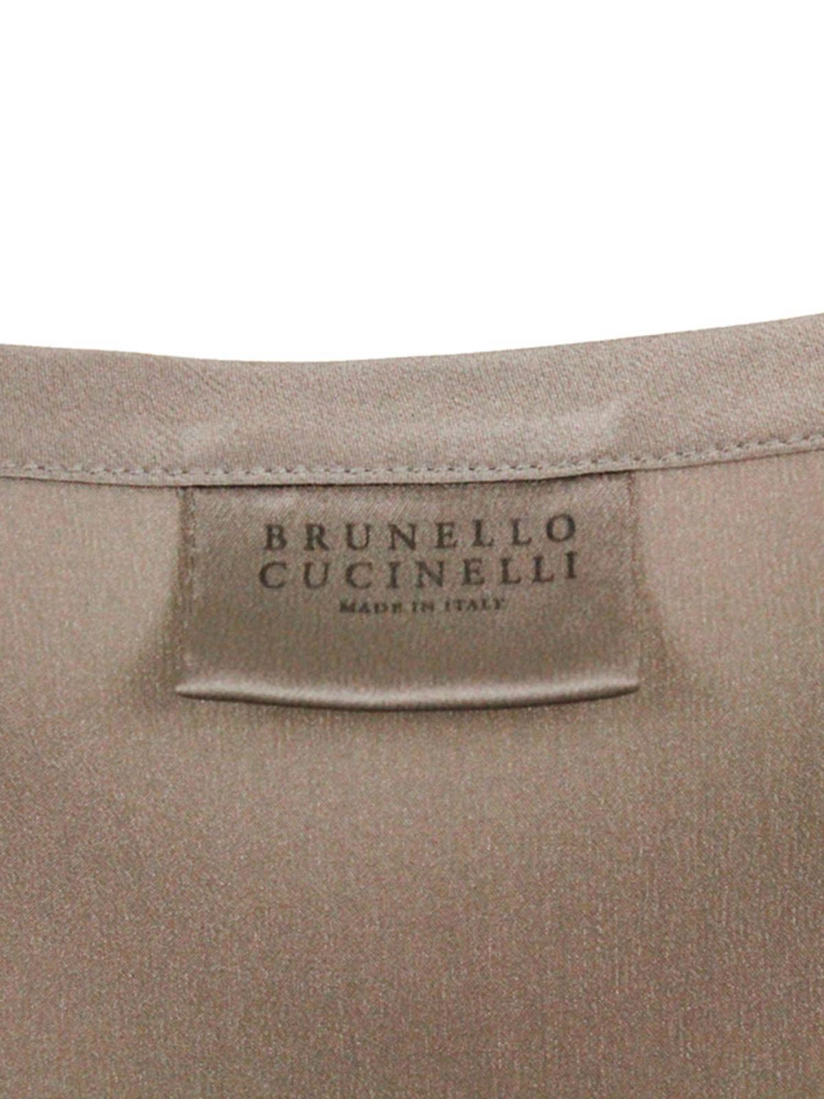 Tops & shirts Brunello Cucinelli - Silk satin top in brown ...