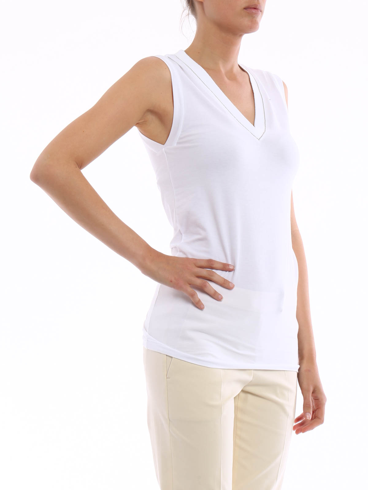 Tops & Tank tops Brunello Cucinelli Embellished neckline tank top