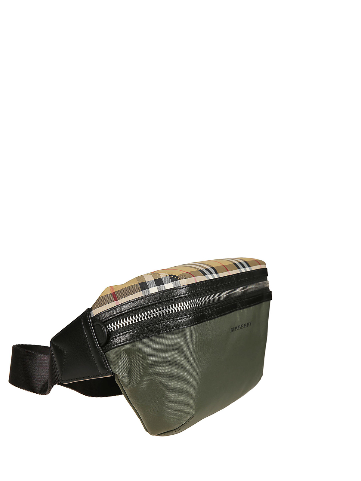 Belt bags Burberry - Check detail army green nylon belt bag - 8005417
