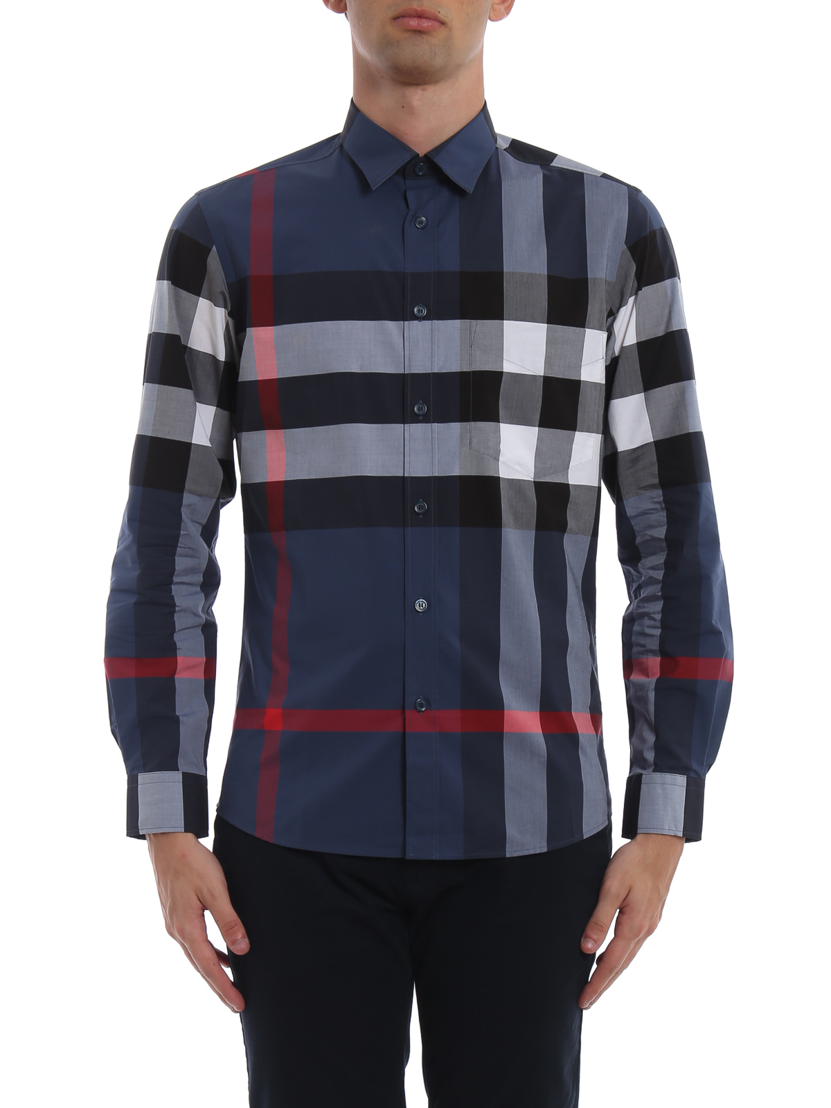 blue and red burberry shirt