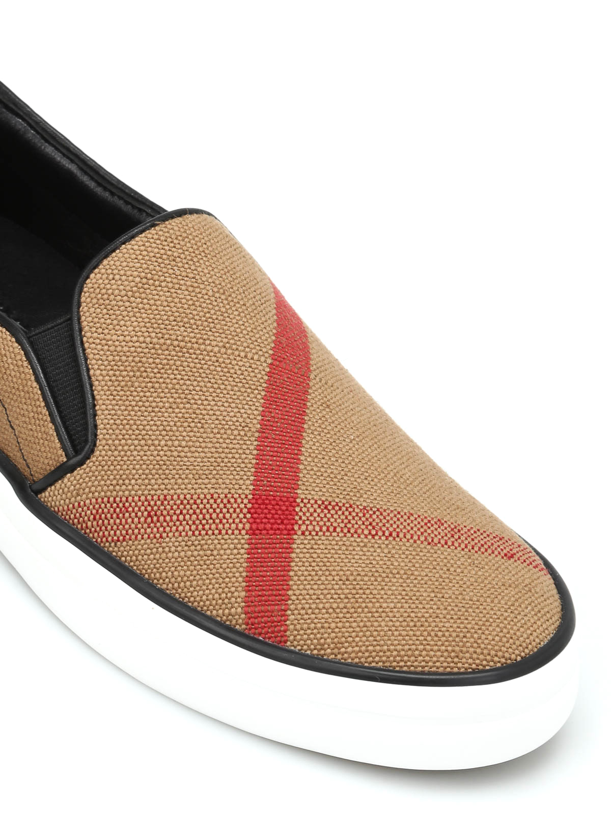 Burberry - Checked canvas slip-ons 