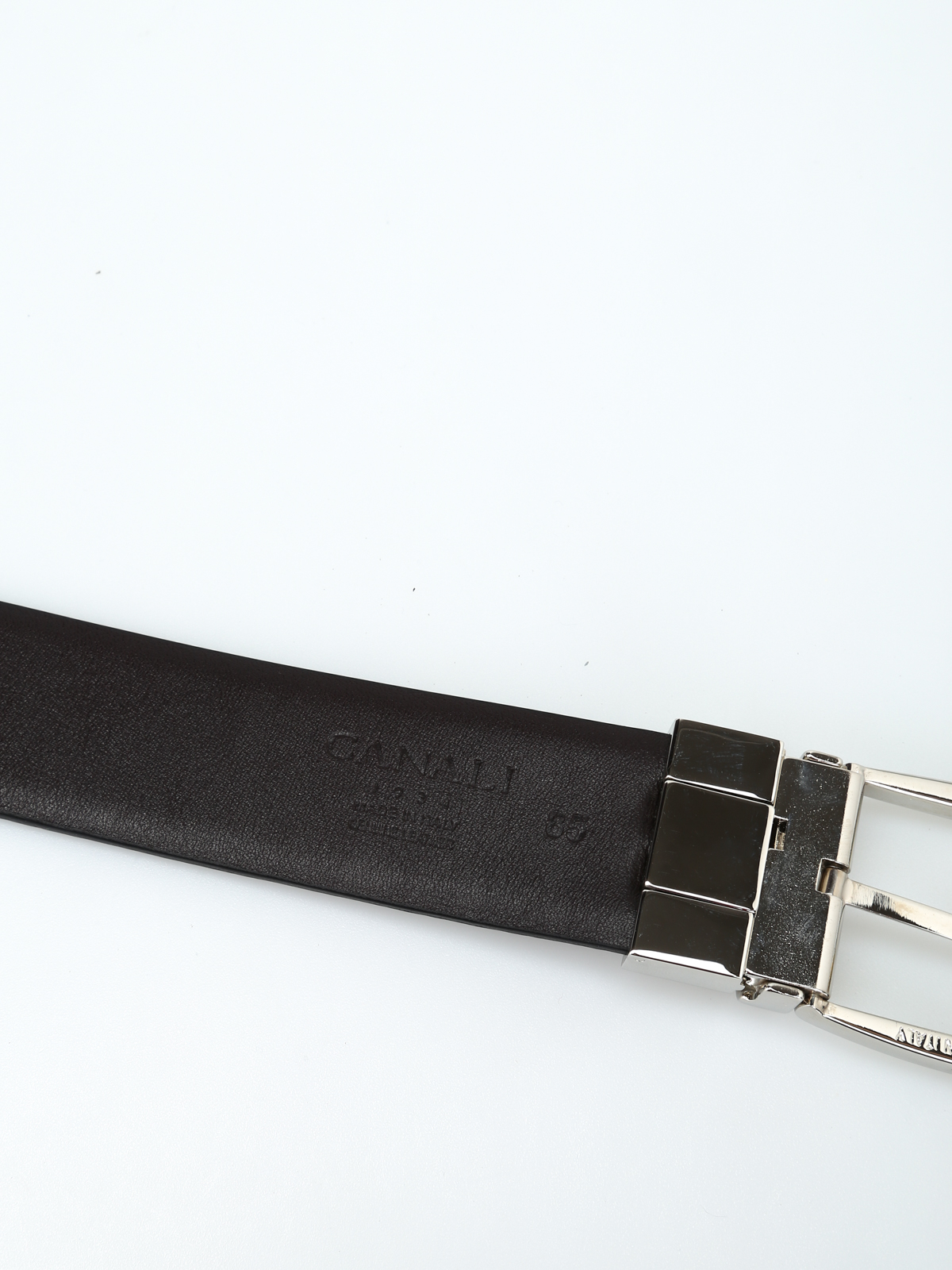 Belts Canali - Silver-tone metal logo buckle leather belt - KA00107110