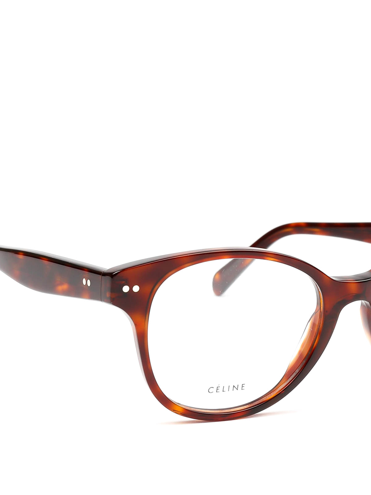 Glasses Céline Tortoise Acetate Round Framed Eyeglasses Cl50007i054