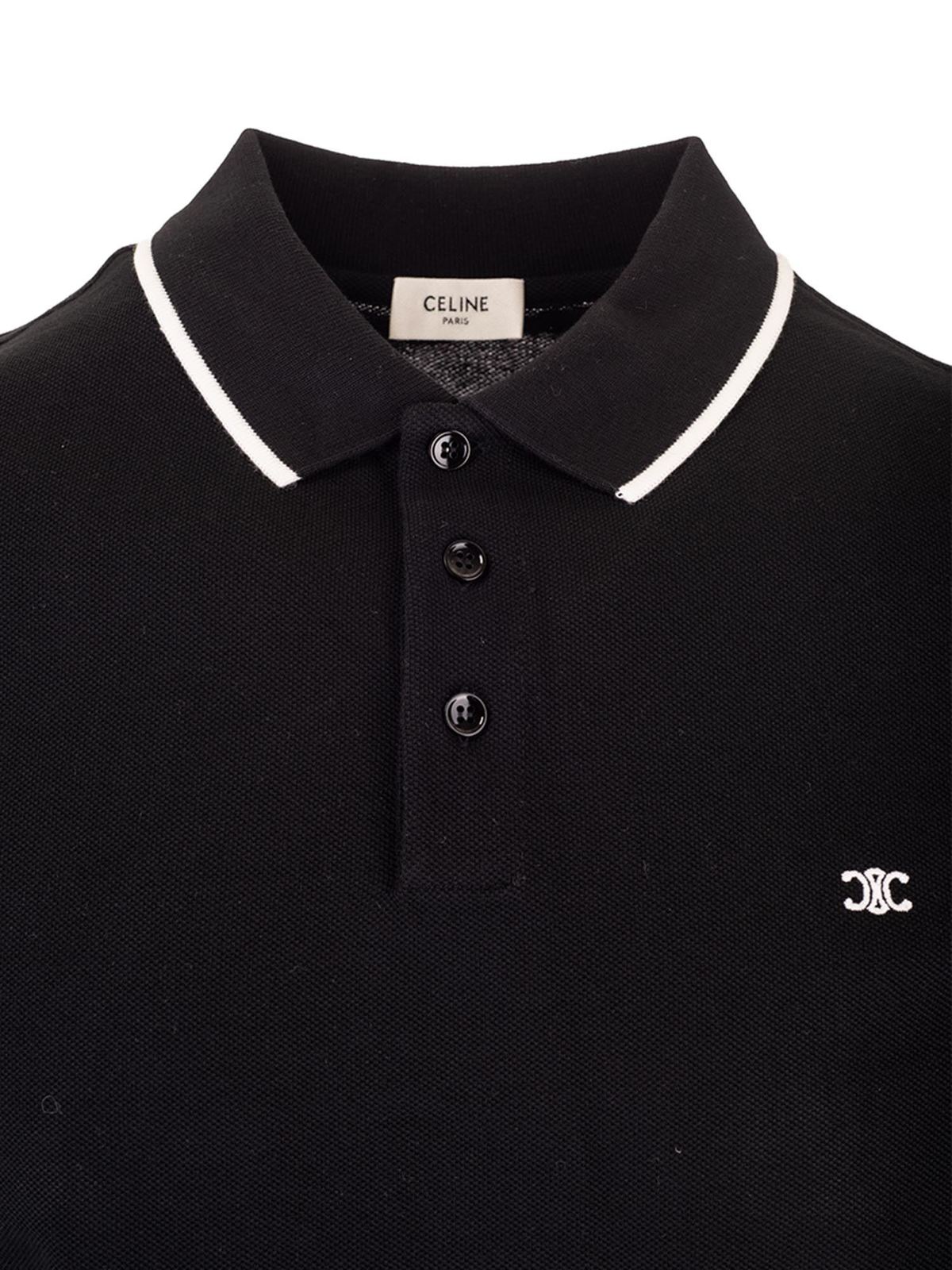 Céline - Triomphe polo shirt in black - polo shirts - 2X136043F38AW