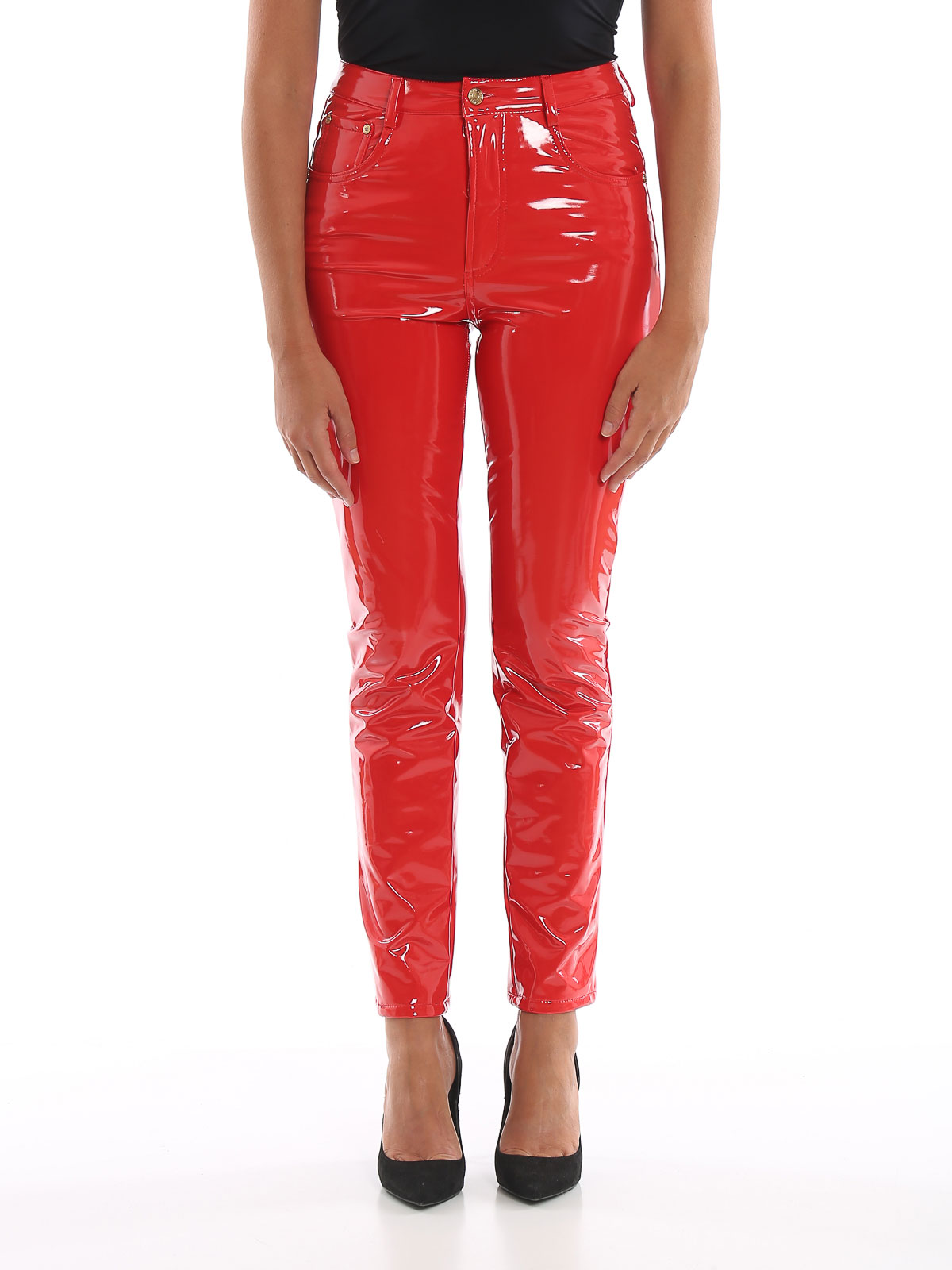 Casual trousers Chiara Ferragni - Five pocket vinyl pants - CFP037ROSSO
