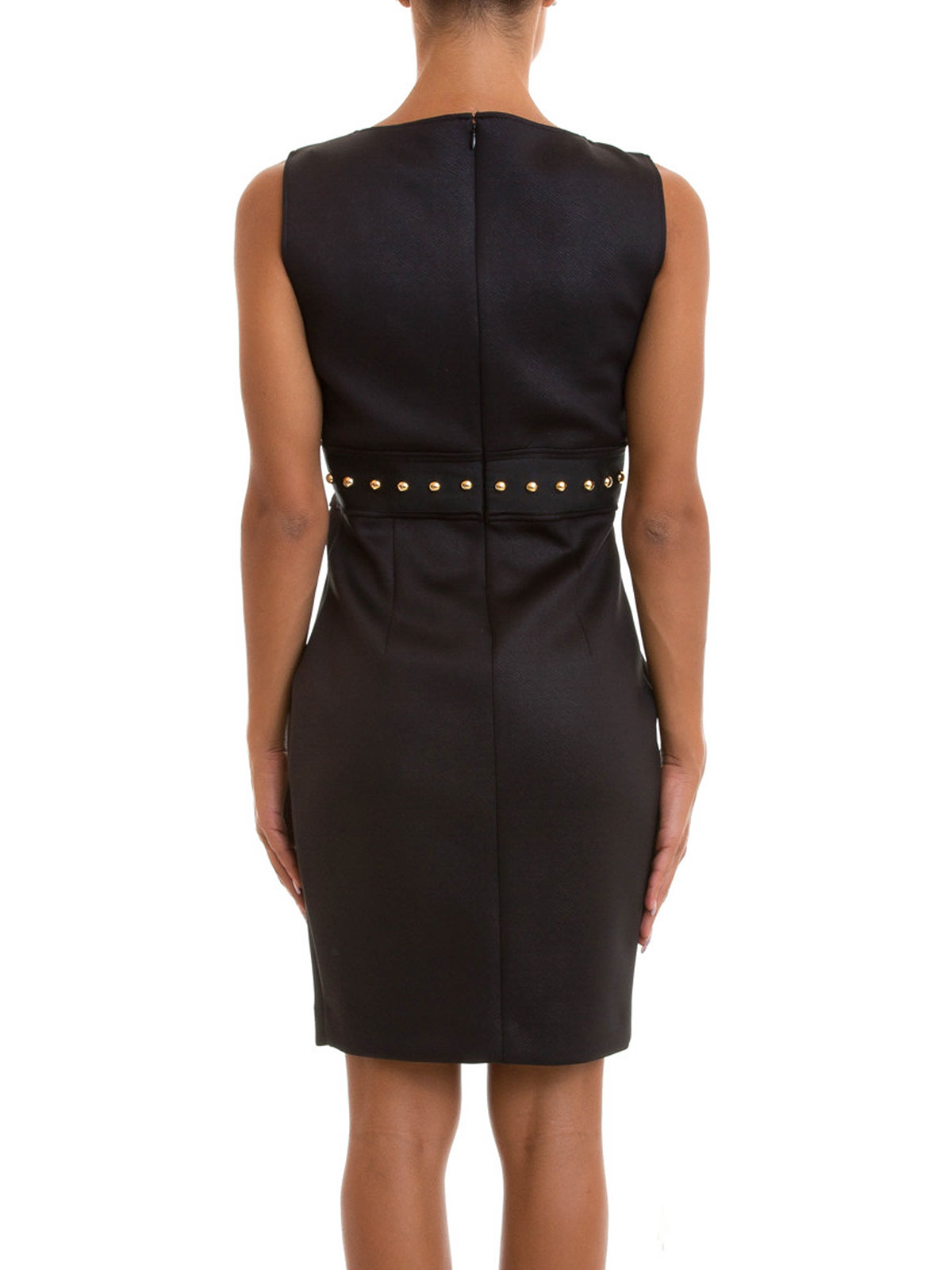 Gold studs sleeveless sheath dress 