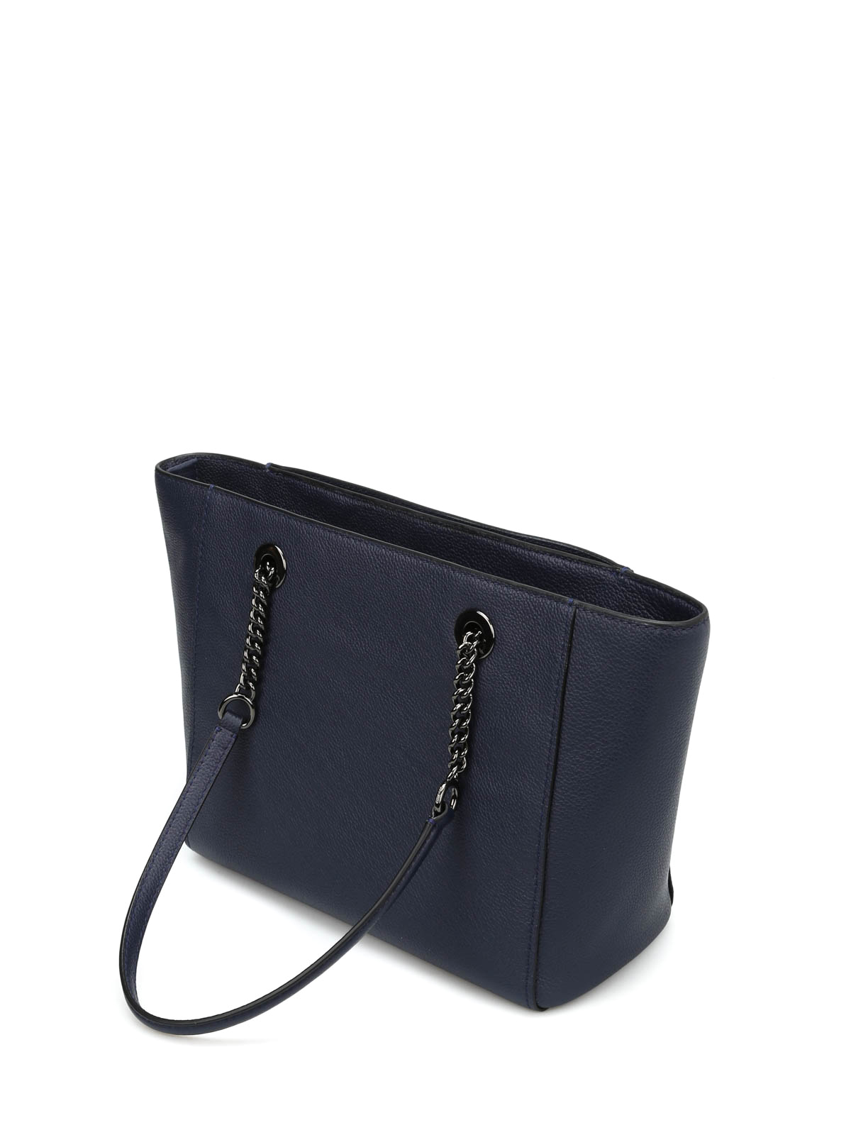 Coach Leather tote with chain handles totes bags 57107DKNAVY