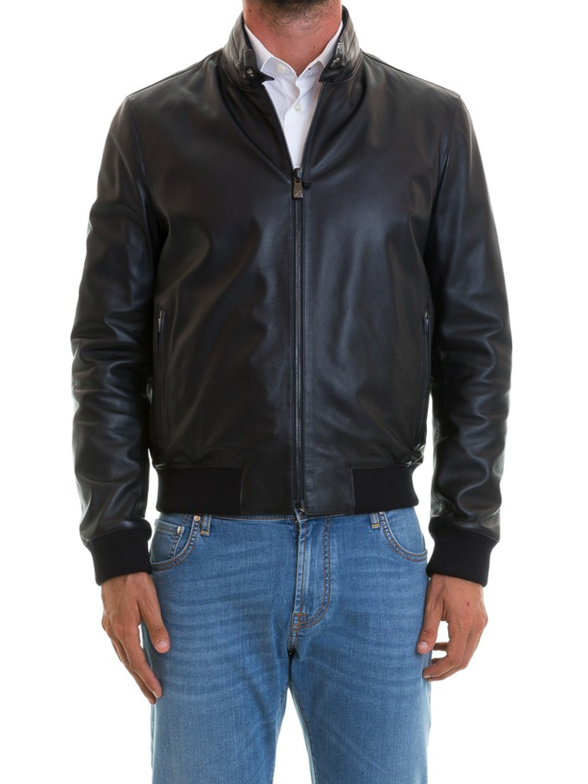 Leather jacket Corneliani - Leather and techno fabric reversible jacket ...