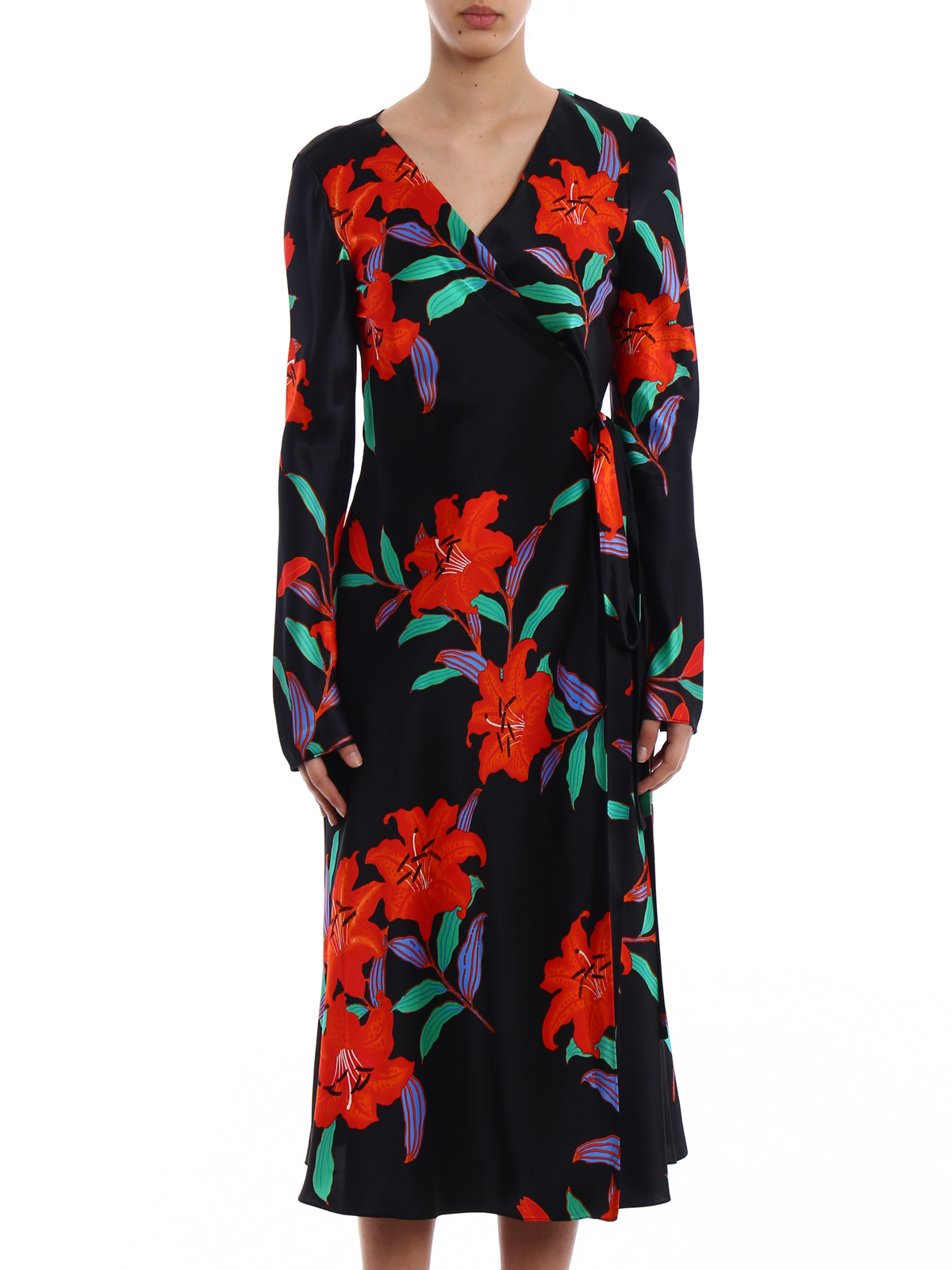 tilly satin wrap dress