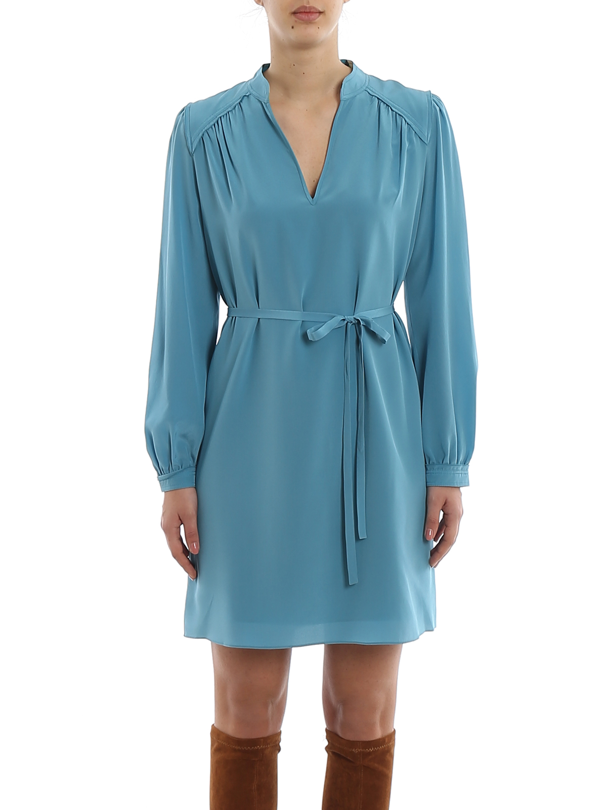turquoise silk dress