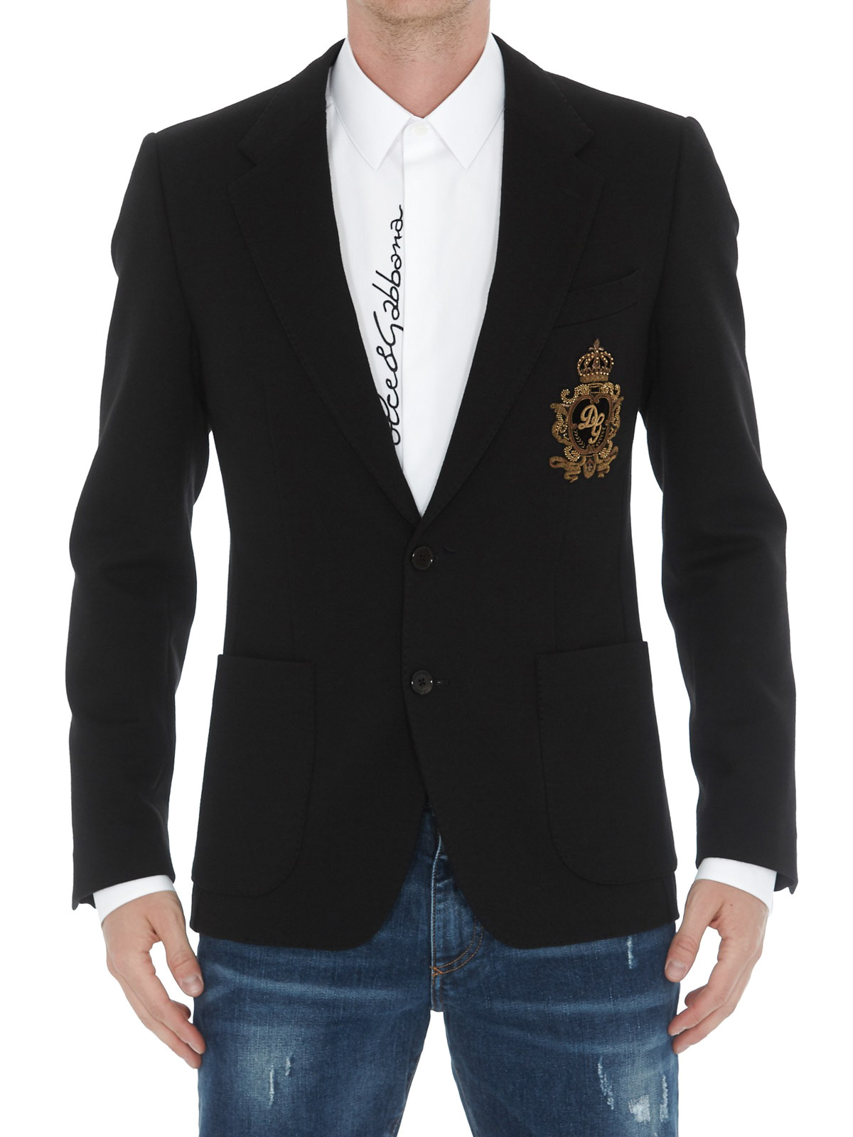 Ale patroon Stralend Blazers Dolce & Gabbana - Wool blend embroidered two-button blazer -  G2NF1ZFUGI6N0000