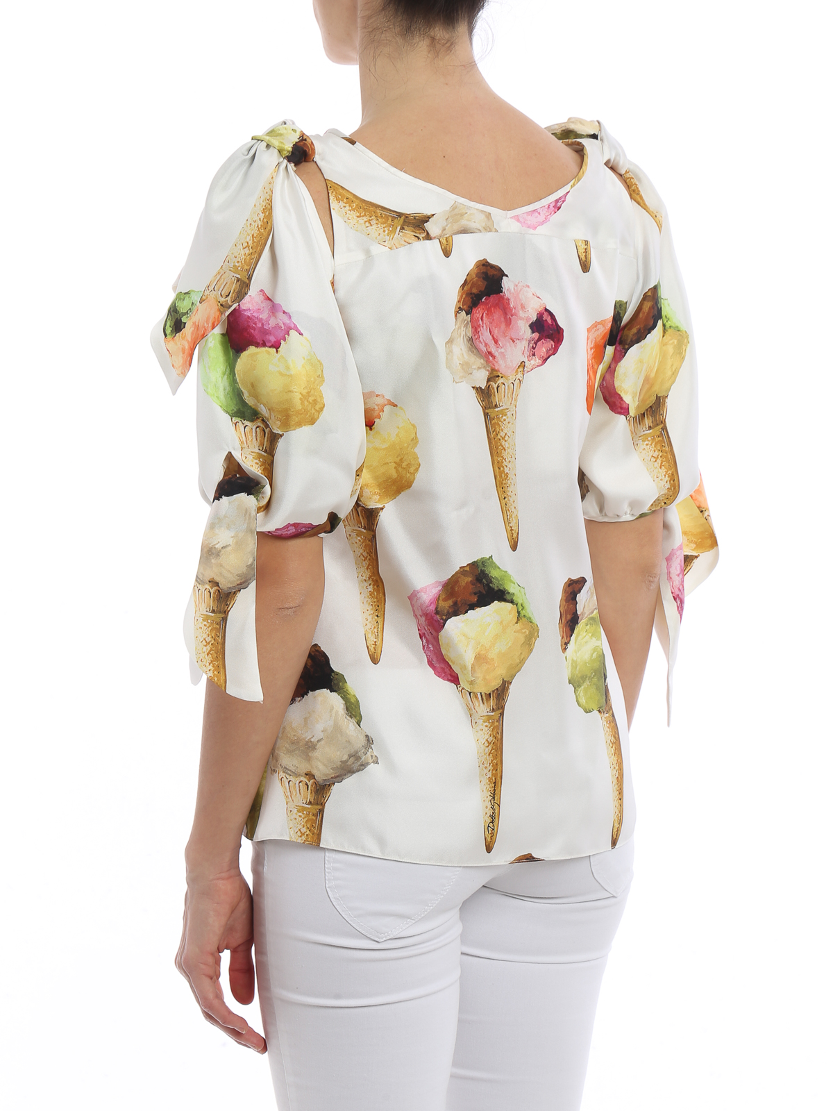 Blouses Dolce & Gabbana - Ice cream cone print silk blouse -  F7ZM0THS1MCHAA51