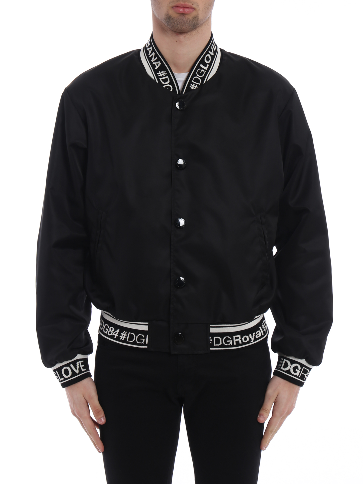 Bombers Dolce & Gabbana - Logo knitted edges bomber jacket ...
