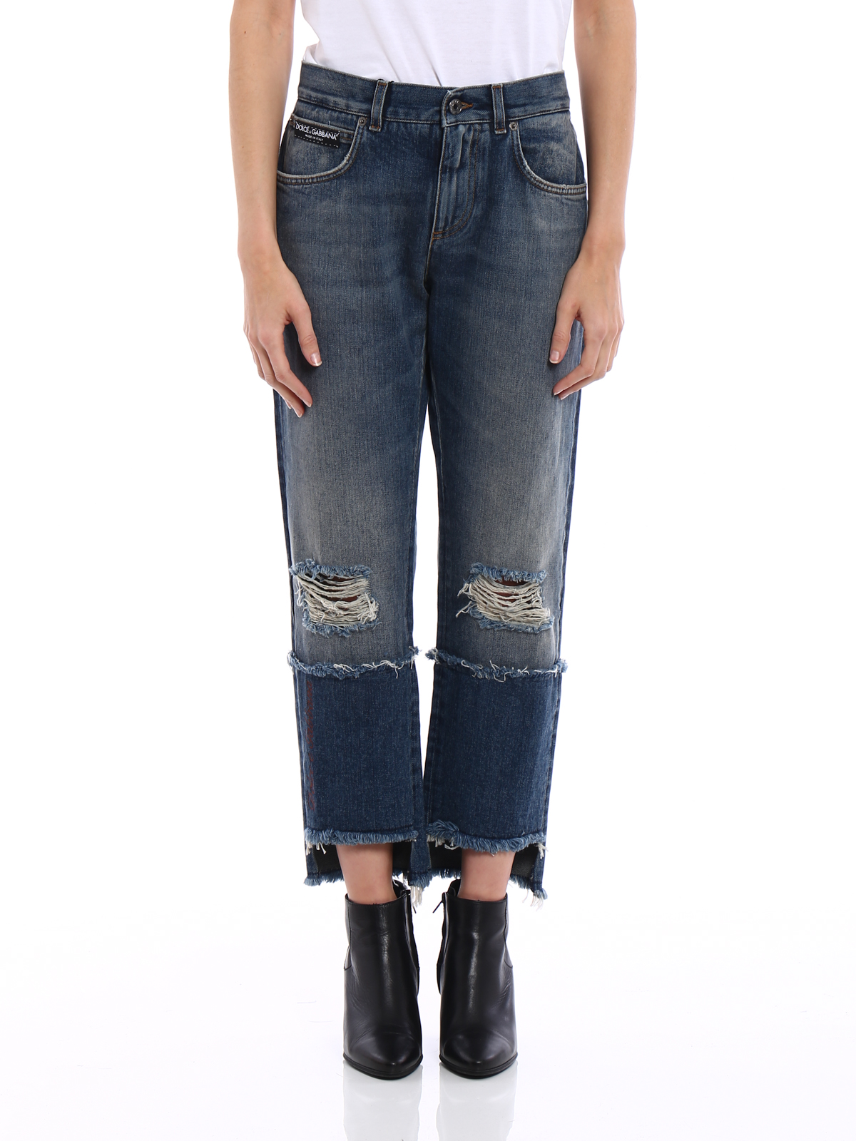 Embroidered logo five pocket jeans 
