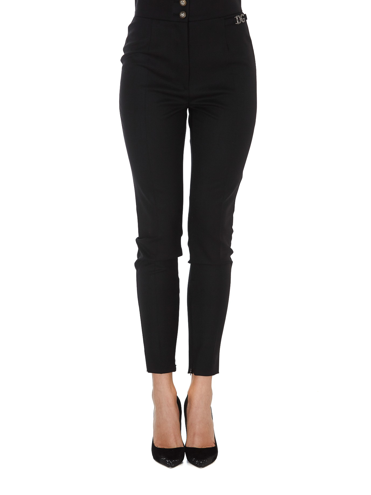 high rise wool trousers